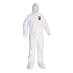 KleenGuard A35 Liquid and Particle Protection Coveralls, Zipper Front, Hooded, Elastic Wrists and Ankles, 2X-Large, White, 25/Carton (KCC38941)