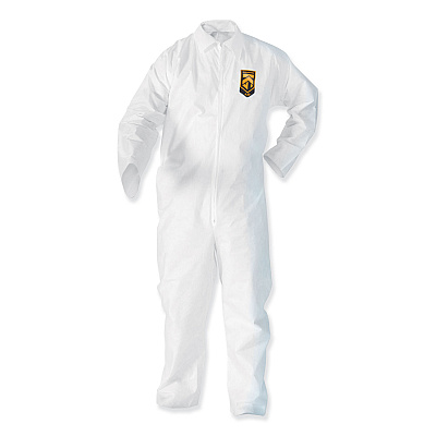 KleenGuard A35 Liquid and Particle Protection Coveralls, Zipper Front, Elastic Wrists and Ankles, 3X-Large, White, 25/Carton (KCC38932)