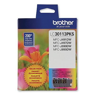 Brother LC3011 Ink, 200 Page-Yield, Cyan/Magenta/Yellow (BRTLC30113PKS)