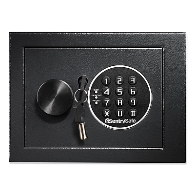 Sentry Safe Electronic Security Safe, 0.14 cu ft, 9w x 6.6d x 6.6h, Black (SENX014E)