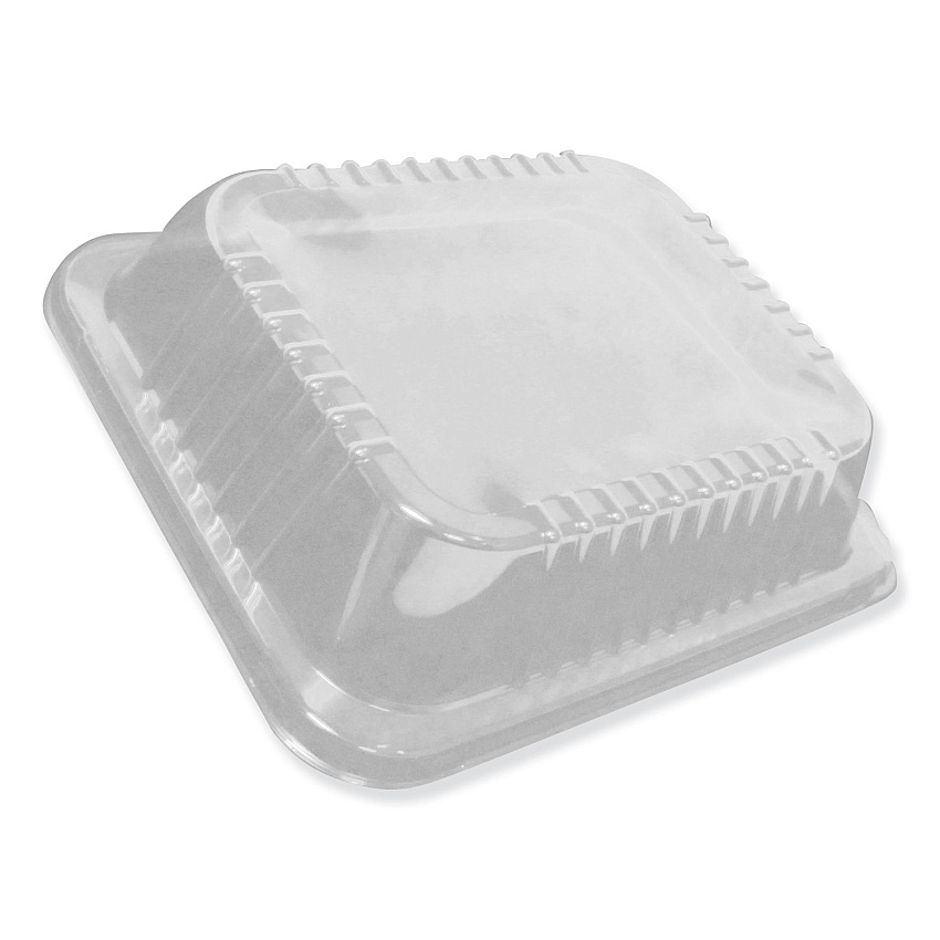 Durable Packaging Dome Lids for 12.63 x 10.5 Oblong Containers, 1.5" Half Size Steam Table Pan Lid, Low Dome, Clear, Plastic, 100/Carton (DPKP4300100)