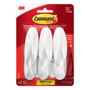Command Designer Hooks, Plastic, White, 3 lb Cap, 6 Hooks and 12 Strips/Pack (170816ES)