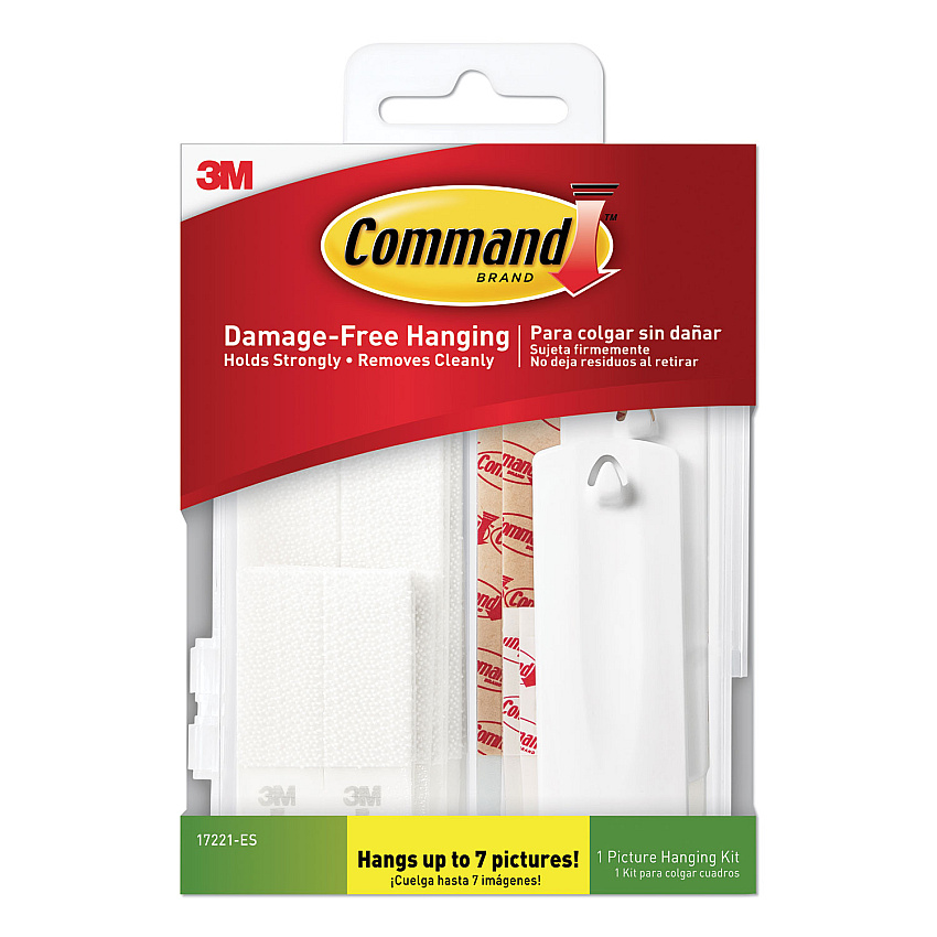 Command Picture Hanging Kit, Assorted Sizes, Plastic, White, 1 lb; 4 lb Capacities, 24 Pieces/Pack (MMM17221ES)