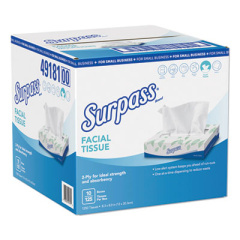 Surpass Facial Tissue, 2-Ply, White, Flat Box, 125/Box, 10 Boxes/Carton (49181)