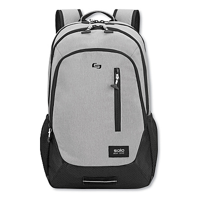 Solo Region Backpack, Fits Devices Up to 15.6", Nylon/Polyester, 13 x 5 x 19, Light Gray (USLVAR70410)