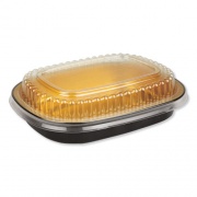 Durable Packaging Aluminum Closeable Containers, 23 oz, 6.25 x 1.25 x 4.38, Black/Gold, 100/Carton (9331PT100)