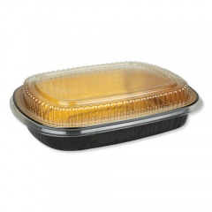 Durable Packaging Aluminum Closeable Containers, 63 oz, 11.25 x 1.75 x 8.88, Black/Gold, 50/Carton (9553PT50)
