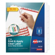 Avery Print and Apply Index Maker Clear Label Dividers, Extra Wide Tab, 8-Tab, 11.25 x 9.25, White, 1 Set (11439)
