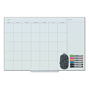 U Brands Floating Glass Dry Erase Undated One Month Calendar, 35 x 23, White (UBR3967U0001)