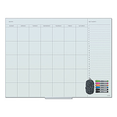 U Brands Floating Glass Dry Erase Undated One Month Calendar, 47 x 35, White (UBR3969U0001)