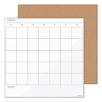 U Brands Tile Board Value Pack, (1) Tan Cork Bulletin, (1) White Undated Calendar Dry Erase, 14 x 14 (UBR3889U0001)