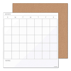 U Brands Tile Board Value Pack, (1) Tan Cork Bulletin, (1) White Undated Calendar Dry Erase, 14 x 14 (UBR3889U0001)