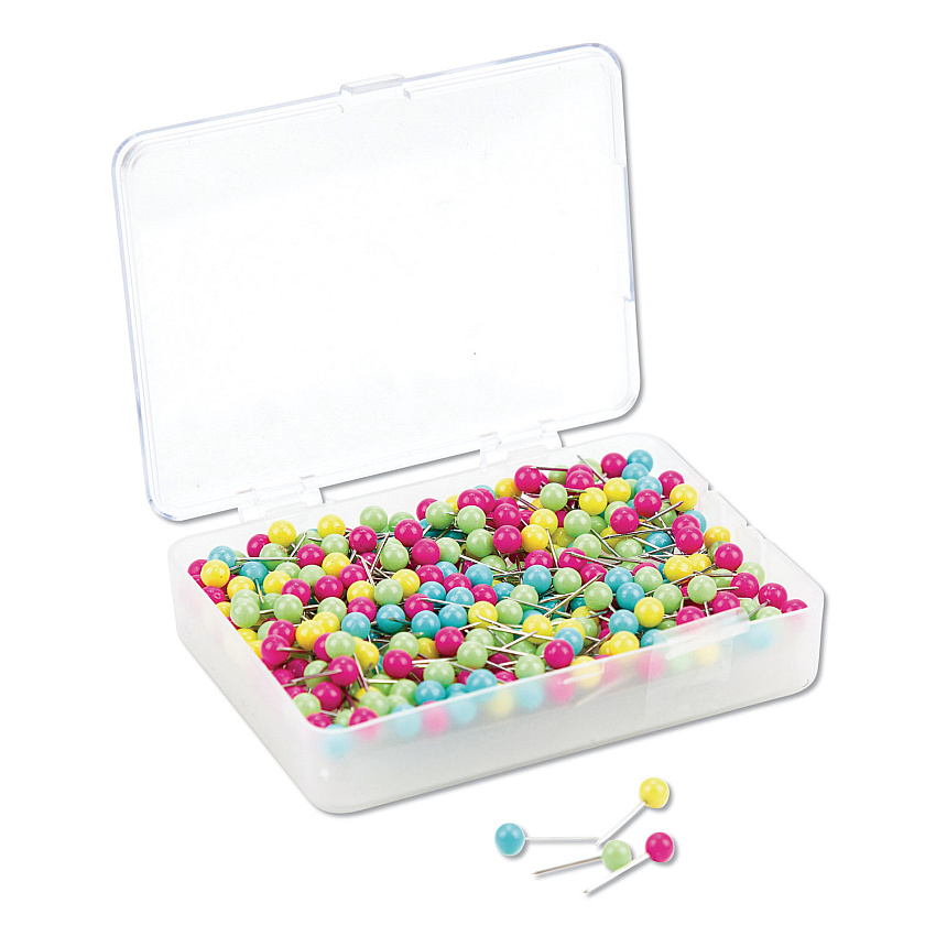 U Brands Map Push Pins, Plastic, Assorted, 0.5", 300/Pack (UBR3086U0624)