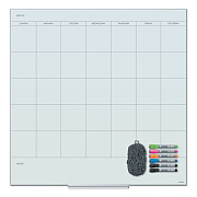 U Brands Floating Glass Dry Erase Undated One Month Calendar, 35 x 35, White (UBR3968U0001)