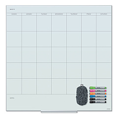 U Brands Floating Glass Dry Erase Undated One Month Calendar, 35 x 35, White (UBR3968U0001)