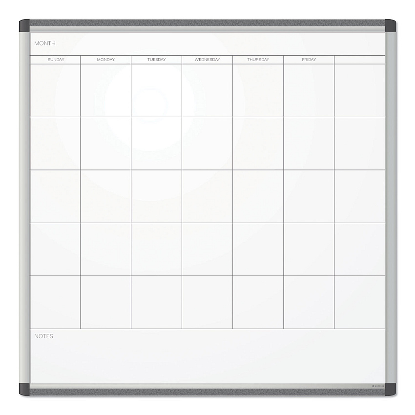U Brands PINIT Magnetic Dry Erase Undated One Month Calendar, 35 x 35, White (UBR2902U0001)