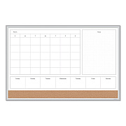 U Brands 4N1 Magnetic Dry Erase Combo Board, One Month, 36 x 24, White/Natural Surface, Silver Aluminum Frame (UBR3891U0001)