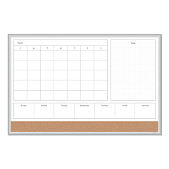 U Brands 4N1 Magnetic Dry Erase Combo Board, One Month, 36 x 24, White/Natural Surface, Silver Aluminum Frame (UBR3891U0001)