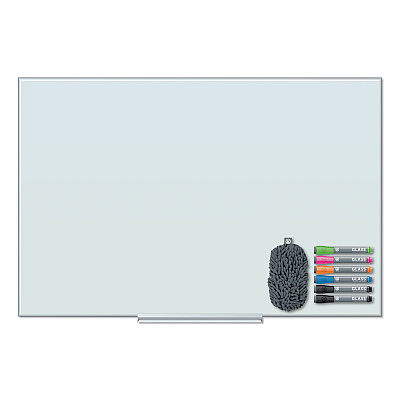 U Brands Floating Glass Dry Erase Board, 35 x 23, White (UBR3975U0001)