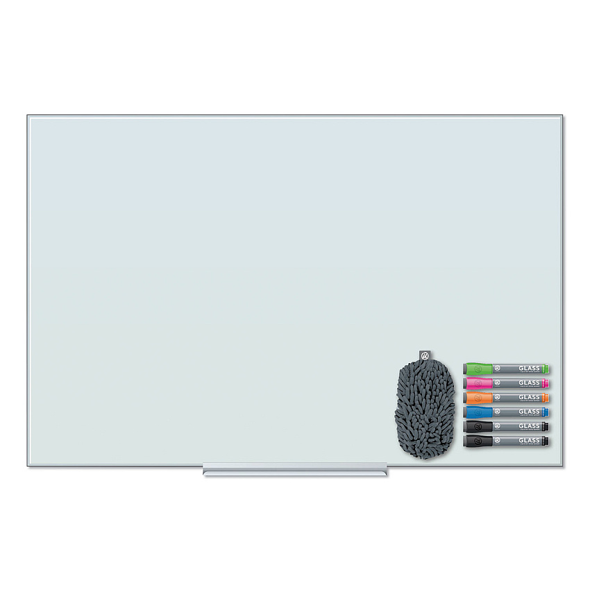 U Brands Floating Glass Dry Erase Board, 35 x 23, White (UBR3975U0001)