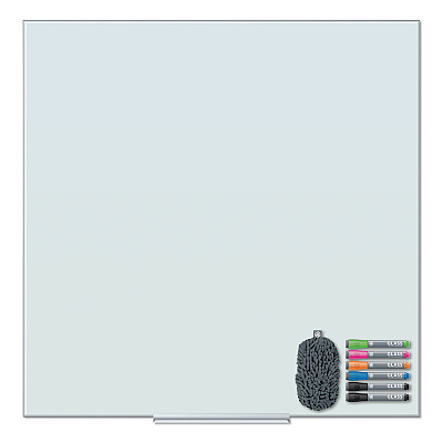U Brands Floating Glass Dry Erase Board, 35 x 35, White (UBR3976U0001)