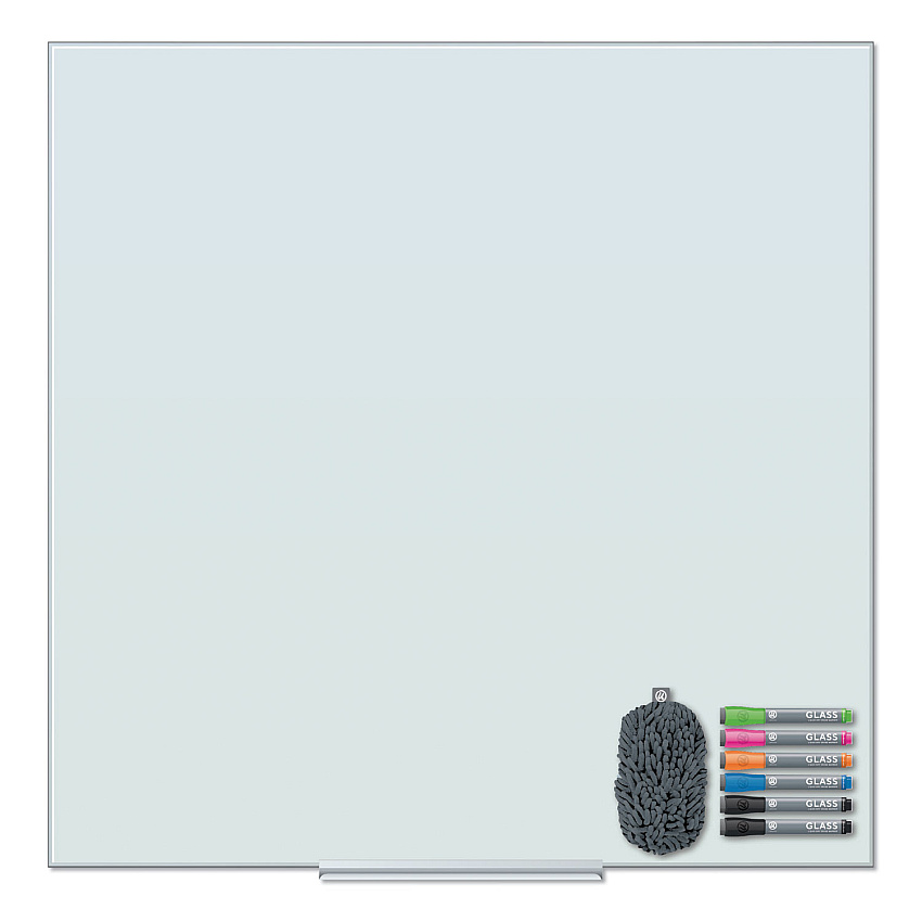 U Brands Floating Glass Dry Erase Board, 35 x 35, White (UBR3976U0001)