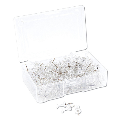 U Brands Standard Push Pins, Plastic, Clear, Clear Head/Silver Pin, 0.44", 200/Pack (UBR3088U0624)
