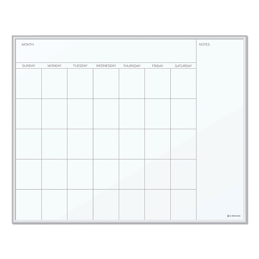 U Brands Magnetic Dry Erase Board, Undated One Month, 20 x 16, White Surface, Silver Aluminum Frame (UBR361U0001)