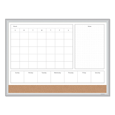 U Brands 4N1 Magnetic Dry Erase Combo Board, 23 x 17, Tan/White Surface, Silver Aluminum Frame (UBR3890U0001)