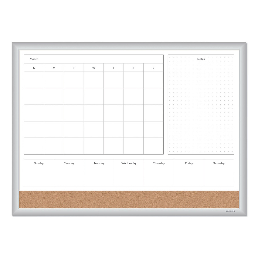 U Brands 4N1 Magnetic Dry Erase Combo Board, 23 x 17, Tan/White Surface, Silver Aluminum Frame (UBR3890U0001)