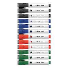 U Brands Chisel Tip Low-Odor Dry-Erase Markers with Erasers, Broad Chisel Tip, Assorted Colors, 12/Pack (UBR3981U0112)