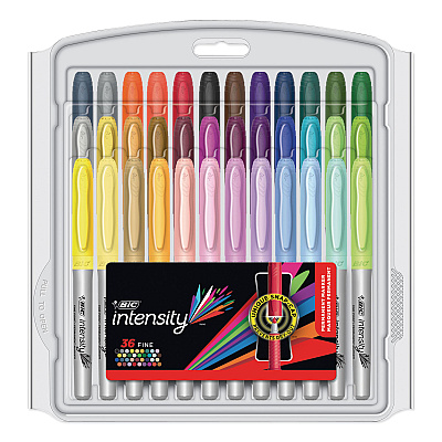 BIC Intensity Fine Tip Permanent Marker Value Pack, Fine Bullet Tip, Assorted Colors, 36/Set (BICGXPMP361ASST)