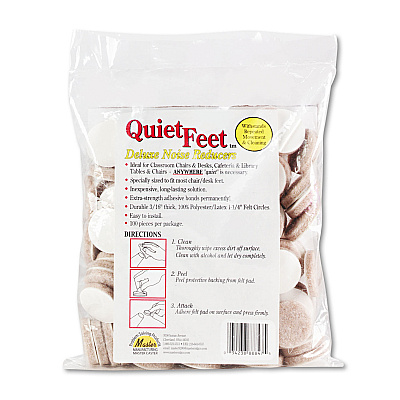 Master Caster Quiet Feet Deluxe Noise Reducers, 1.25" dia, Circular, Beige, 100/Pack (MAS88847)