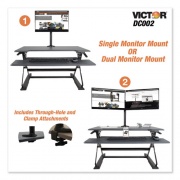 Victor Single/Dual Arm Mount System for 23" Monitors, 180 deg; 225 deg Rotation, 45 deg Tilt, 360 deg Pan, Black, Supports 15 lb (DC002)