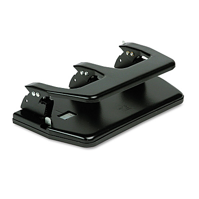Master 20-Sheet Heavy-Duty Three-Hole Punch, Oversized Handle, 9/32" Holes, Steel, Black (MATMP3)