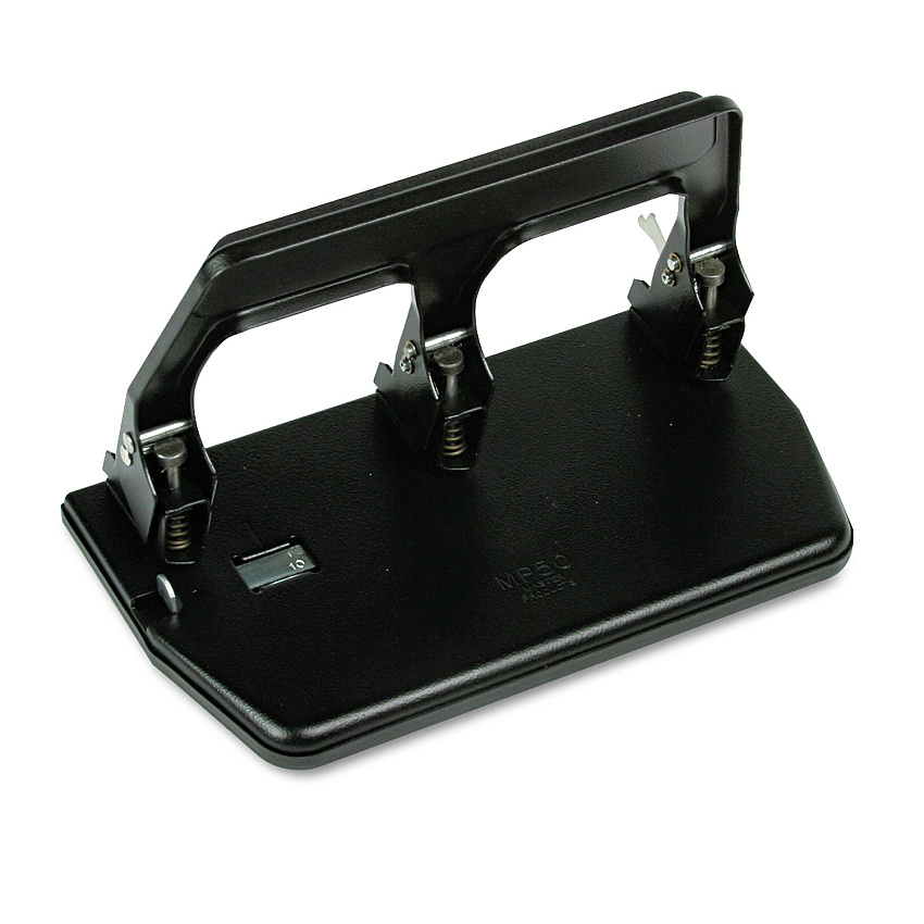 Master 40-Sheet Heavy-Duty Three-Hole Punch with Gel Padded Handle, 9/32" Holes, Black (MATMP50)