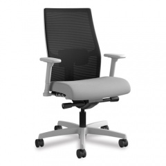 HON Ignition 2.0 4-Way Stretch Mid-Back Mesh Task Chair, Supports 300 lb, 17" to 21" Seat, Frost Seat, Black Back, Titanium Base (I2M2AMC22AIK)