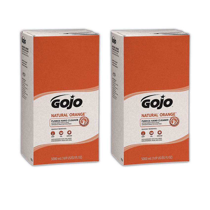 GOJO NATURAL ORANGE Pumice Hand Cleaner Refill, Citrus Scent, 5,000 mL, 2/Carton (GOJ7556)