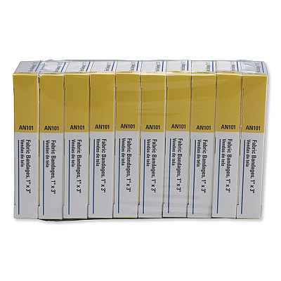 First Aid Only First-Aid Refill Fabric Adhesive Bandages, 1 x 3, 160/Pack (FAOAN101)
