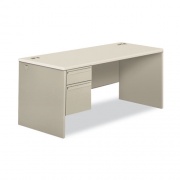 HON 38000 Series Left Pedestal Desk, 66" x 30" x 30", Light Gray/Silver (38292LB9Q)