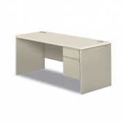 HON 38000 Series Right Pedestal Desk, 66" x 30" x 30", Light Gray/Silver (38291RB9Q)
