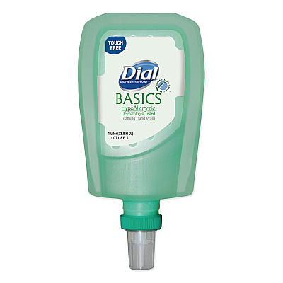 Dial Professional Basics Hypoallergenic Foaming Hand Wash Refill for FIT Touch Free Dispenser, Honeysuckle Scent, 1 L (DIA16722EA)
