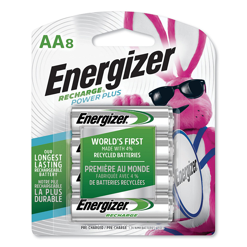 Energizer NiMH Rechargeable AA Batteries, 1.2 V, 8/Pack (EVENH15BP8)