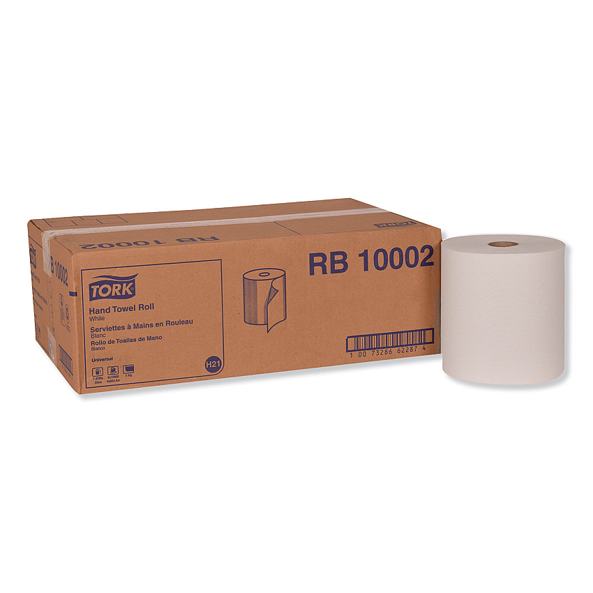 Tork Hardwound Roll Towel, 1-Ply, 7.88" x 1,000 ft, White, 6 Rolls/Carton (TRKRB10002)