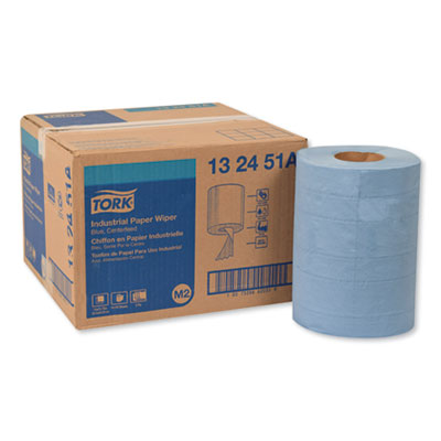 Tork Industrial Paper Wiper, 4-Ply, 10 x 15.75, Blue, 190 Wipes/Roll, 4 Roll/Carton (TRK132451A)
