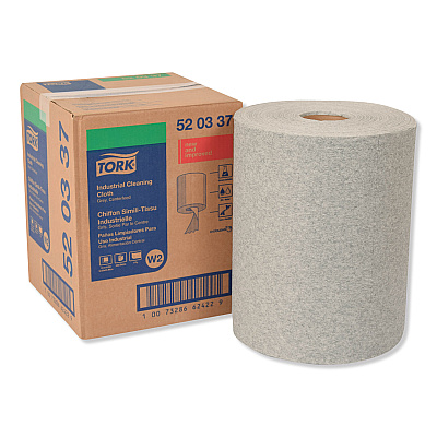 Tork Industrial Cleaning Cloths, 1-Ply, 12.6 x 10, Gray, 500 Wipes/Roll (TRK520337)