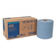 Tork Industrial Paper Wiper, 4-Ply, 11 x 15.75, Blue, 375 Wipes/Roll, 2 Rolls/Carton (13244101)