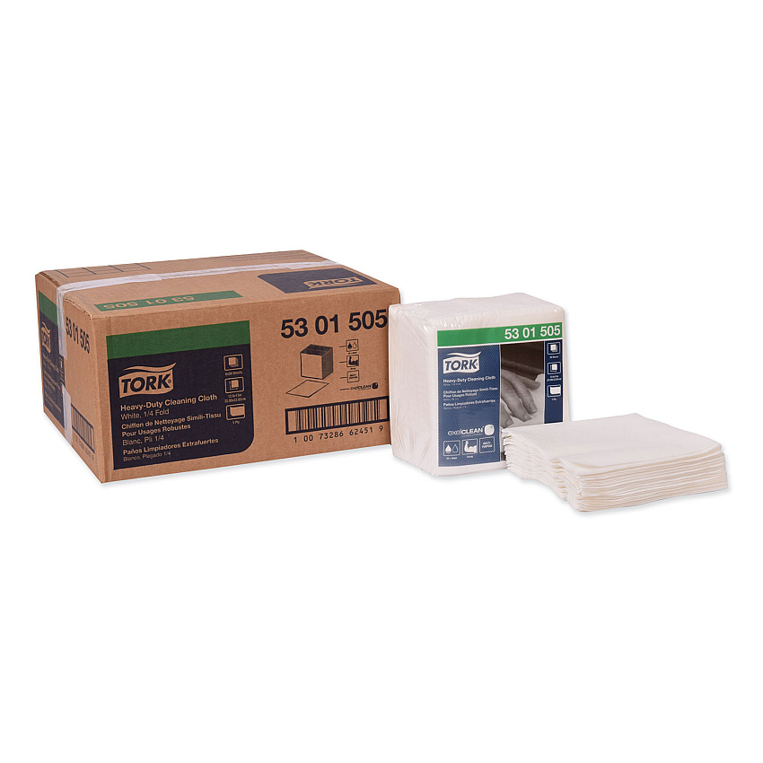 Tork Heavy-Duty Cleaning Cloth, 12.6 x 13, White, 50/Pack, 6 Packs/Carton (TRK5301505)