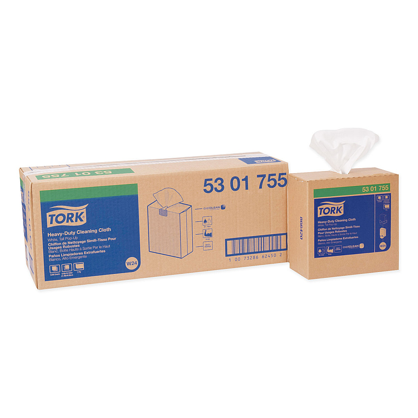 Tork Heavy-Duty Cleaning Cloth, 8.46 x 16.13, White, 80/Box, 5 Boxes/Carton (TRK5301755)