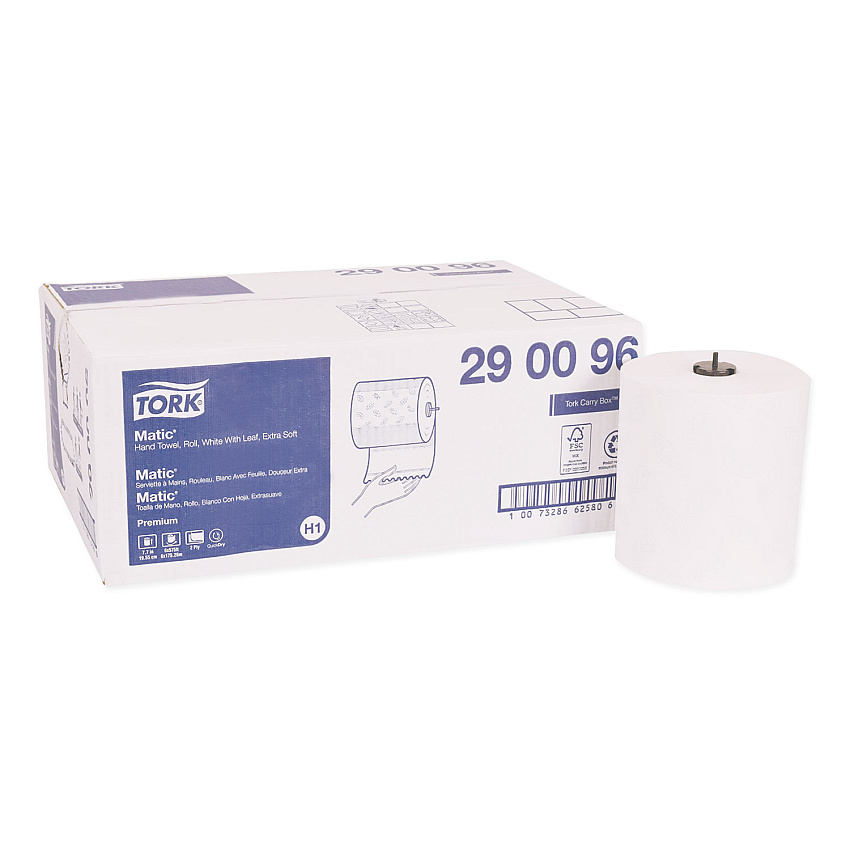 Tork Premium Soft Matic Hand Towel Roll, 2-Ply, 7.7 x 575 ft, White, 704/Roll, 6 Rolls/Carton (TRK290096)